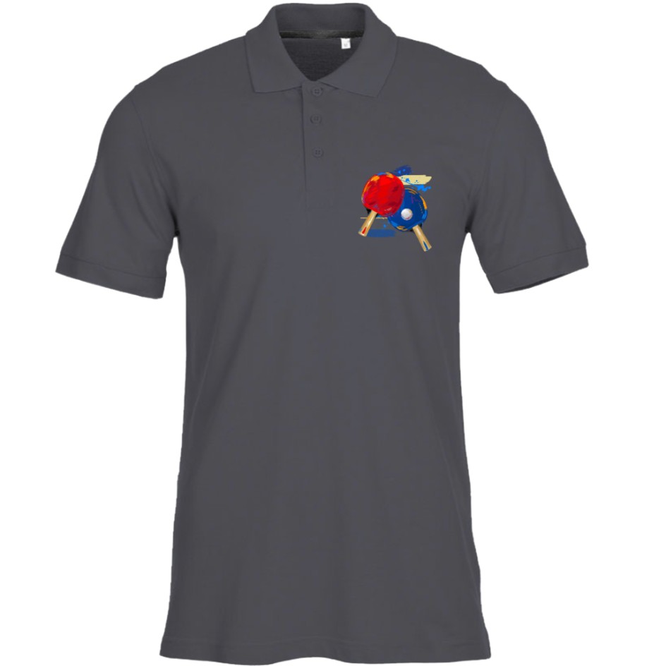 Graues Tischtennis Polo Shirt Herren mit Original Design von Table Tennis Brand