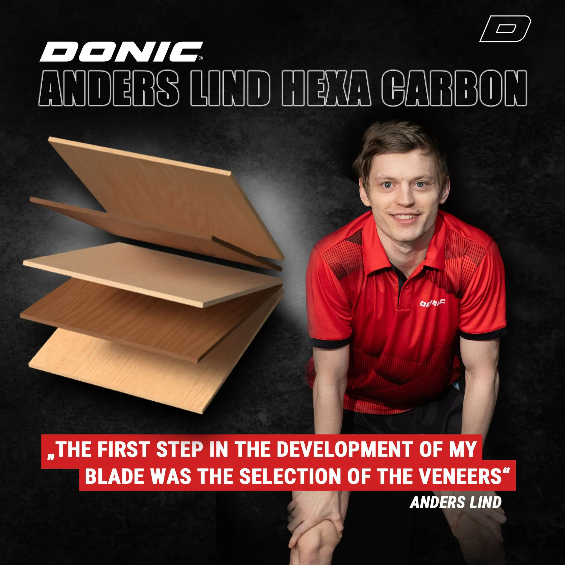 Anders Lind Hexa Carbon - Конична , 90 г Donic - снимка 4